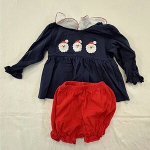Santa Collared One Piece With Ruffled Shorts for Baby’s 18M Christmas